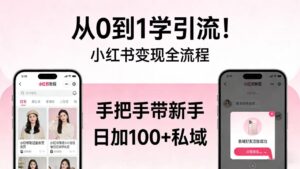 从 0 到 1 学引流！小红书变现全流程，手把手带新手日加 100 + 私域-布谷屋免费网赚资源网