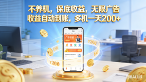 不养机，保底收益，无限广告，收益自动到账，多机一天200+-布谷屋免费网赚资源网
