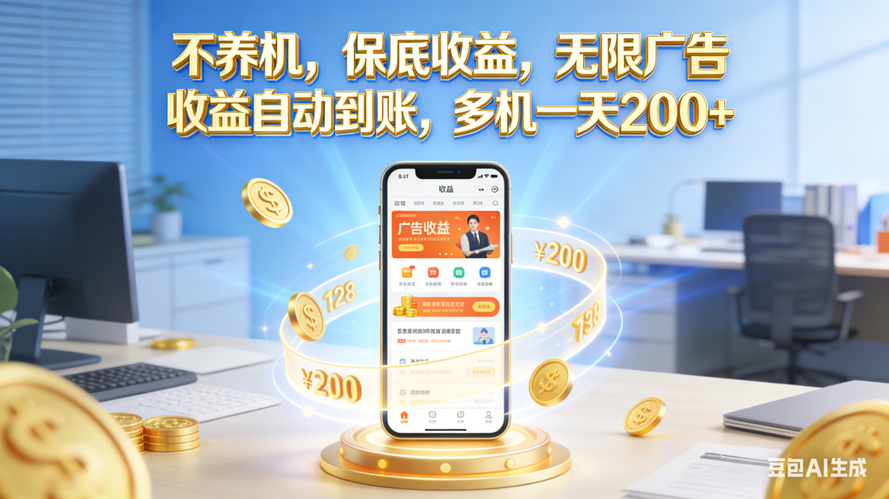 图片[1]-不养机，保底收益，无限广告，收益自动到账，多机一天200+-布谷屋免费网赚资源网