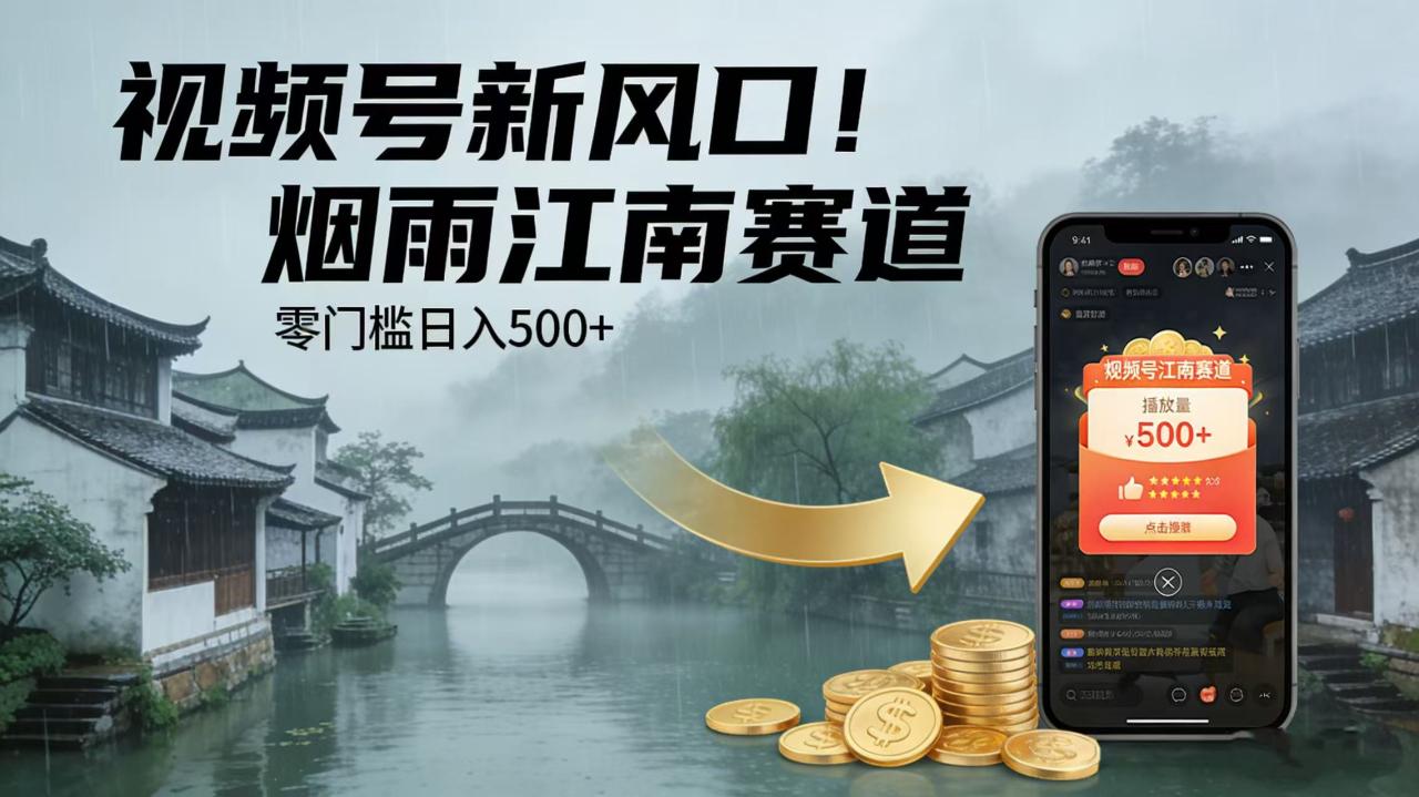 图片[1]-视频号新风口！烟雨江南赛道，零门槛日入 500+-布谷屋免费网赚资源网