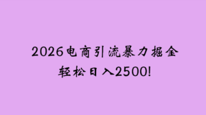 2026电商引流新玩法，日引200，日可入2500+-布谷屋免费网赚资源网