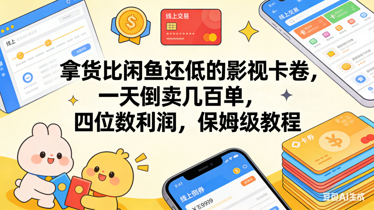 图片[1]-拿货比闲鱼还低的影视卡卷，一天倒卖几百单，四位数利润，保姆级教程-布谷屋免费网赚资源网