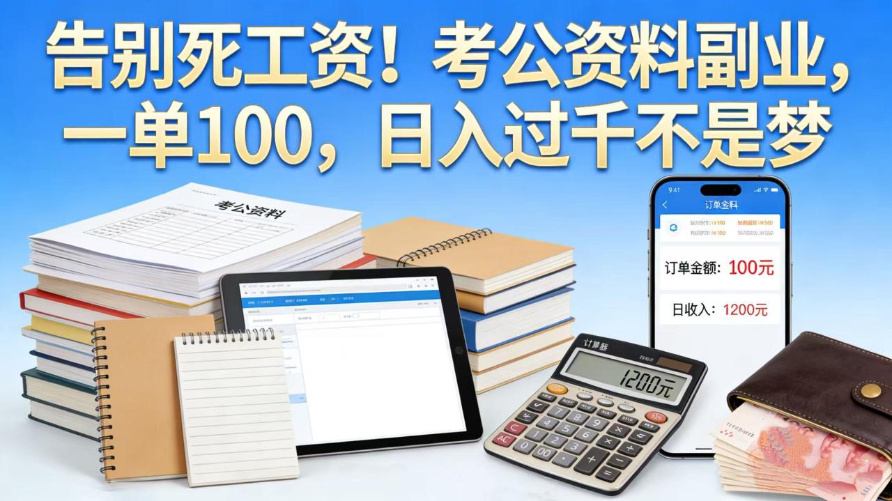 图片[1]-告别死工资！考公资料副业，一单 100，日入过千不是梦-布谷屋免费网赚资源网