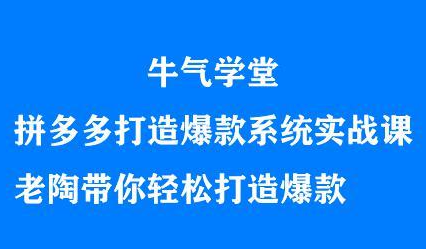 图片[1]-牛气学堂拼多多打造爆款系统实战课，老陶带你轻松打造爆款-布谷屋免费网赚资源网