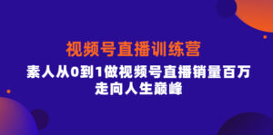视频号直播训练营，素人从0到1做视频号直播销量百万，走向人生巅峰-布谷屋免费网赚资源网