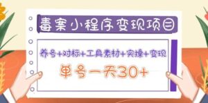 毒案小程序变现项目：养号 对标 工具素材 实操 变现-布谷屋免费网赚资源网