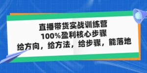 直播带货实战训练营:100%盈利核心步骤,给方向,给方法,给步骤,能落地-布谷屋免费网赚资源网