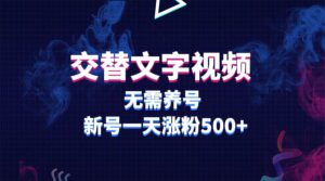 交替文字视频,无需养号,新号一天涨粉500-布谷屋免费网赚资源网