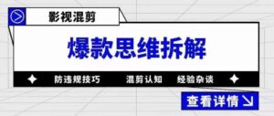 影视混剪爆款思维拆解 从混剪认知到0粉小号案例 讲防违规技巧 各类问题解决-布谷屋免费网赚资源网