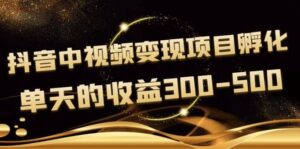 黄岛主《抖音中视频变现项目孵化》单天的收益300-500 操作简单粗暴-布谷屋免费网赚资源网