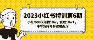 2023小红书特训第6期，小红书90天涨粉18w，变现10w ，半年矩阵号粉丝破百万-布谷屋免费网赚资源网