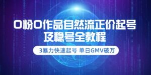 0粉0作品自然流正价起号及稳号全教程：3暴力快速起号 单日GMV破万-价值2980-布谷屋免费网赚资源网