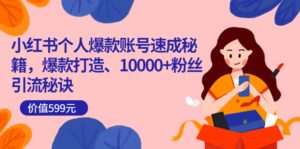 小红书个人爆款账号速成秘籍,爆款打造、10000 粉丝引流秘诀(价值599)-布谷屋免费网赚资源网