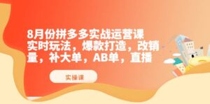 8月份拼多多实战运营课,实时玩法,爆款打造,改销量,补大单,AB单,直播-布谷屋免费网赚资源网