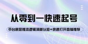 从零到一快速起号：平台底层推流逻辑清晰认知 快速打开直播推荐-布谷屋免费网赚资源网