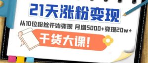 21天精准涨粉变现干货大课:从10位粉丝开始变现 月增5000-布谷屋免费网赚资源网