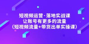 短视频运营·落地实战课 让账号有更多的流量(短视频流量 带货出单实操)-布谷屋免费网赚资源网