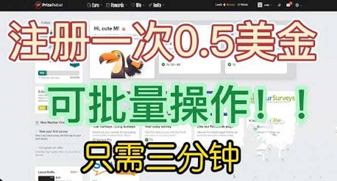 国外项目注册一次0.5美金 只需三分钟无脑操作 可批量放大 小白工作室福利-布谷屋免费网赚资源网