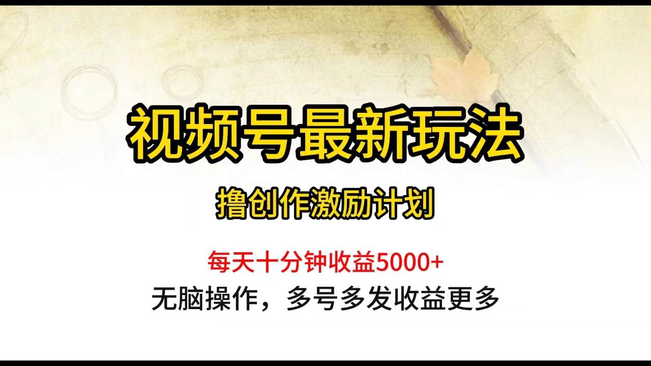 视频号最新玩法，每日一小时月入5000+-布谷屋免费网赚资源网