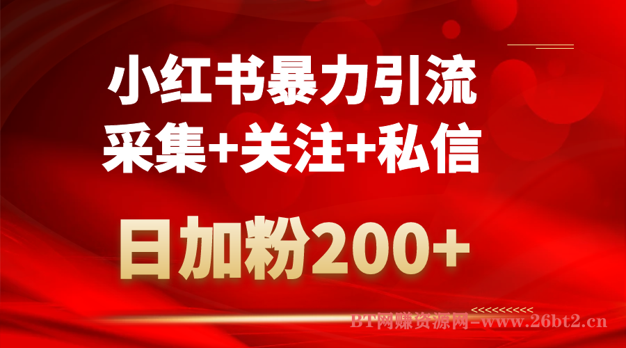 【最新黑科技】全自动日加粉200+，小红书暴力引流（采集+关注+私信）