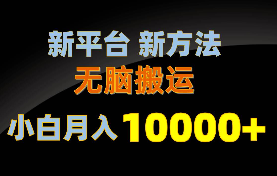 新平台新方法，无脑搬运，月赚10000+，小白轻松上手不动脑-布谷屋免费网赚资源网