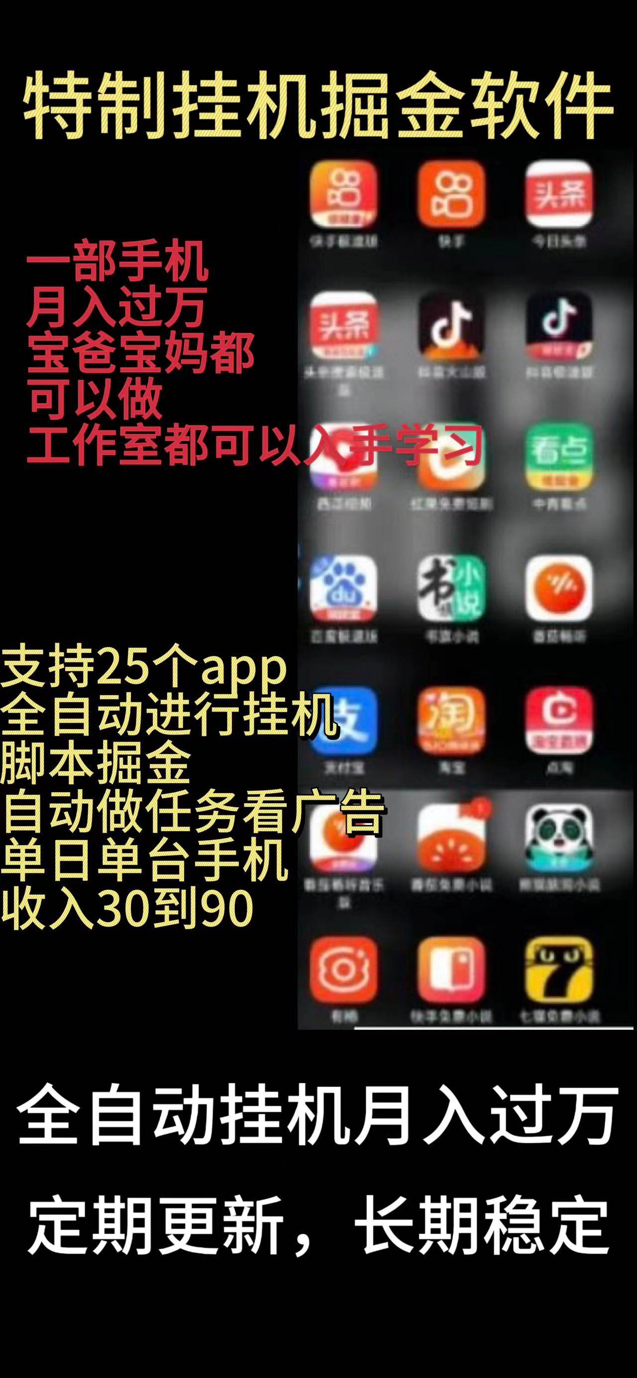 靠挂机月入过万，纯挂机适合宝爸宝妈学生党操作，24小时无脑挂机单机一…-布谷屋免费网赚资源网