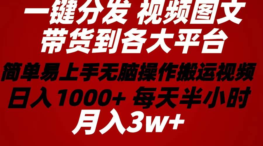 2024年 一键分发带货图文视频  简单易上手 无脑赚收益 每天半小时日入1…-布谷屋免费网赚资源网
