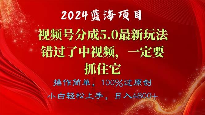 2024蓝海项目，视频号分成计划5.0最新玩法，错过了中视频，一定要抓住...-布谷屋免费网赚资源网
