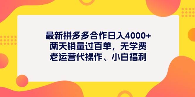 图片[1]-最新拼多多项目日入4000+两天销量过百单，无学费、老运营代操作、小白福利-布谷屋免费网赚资源网