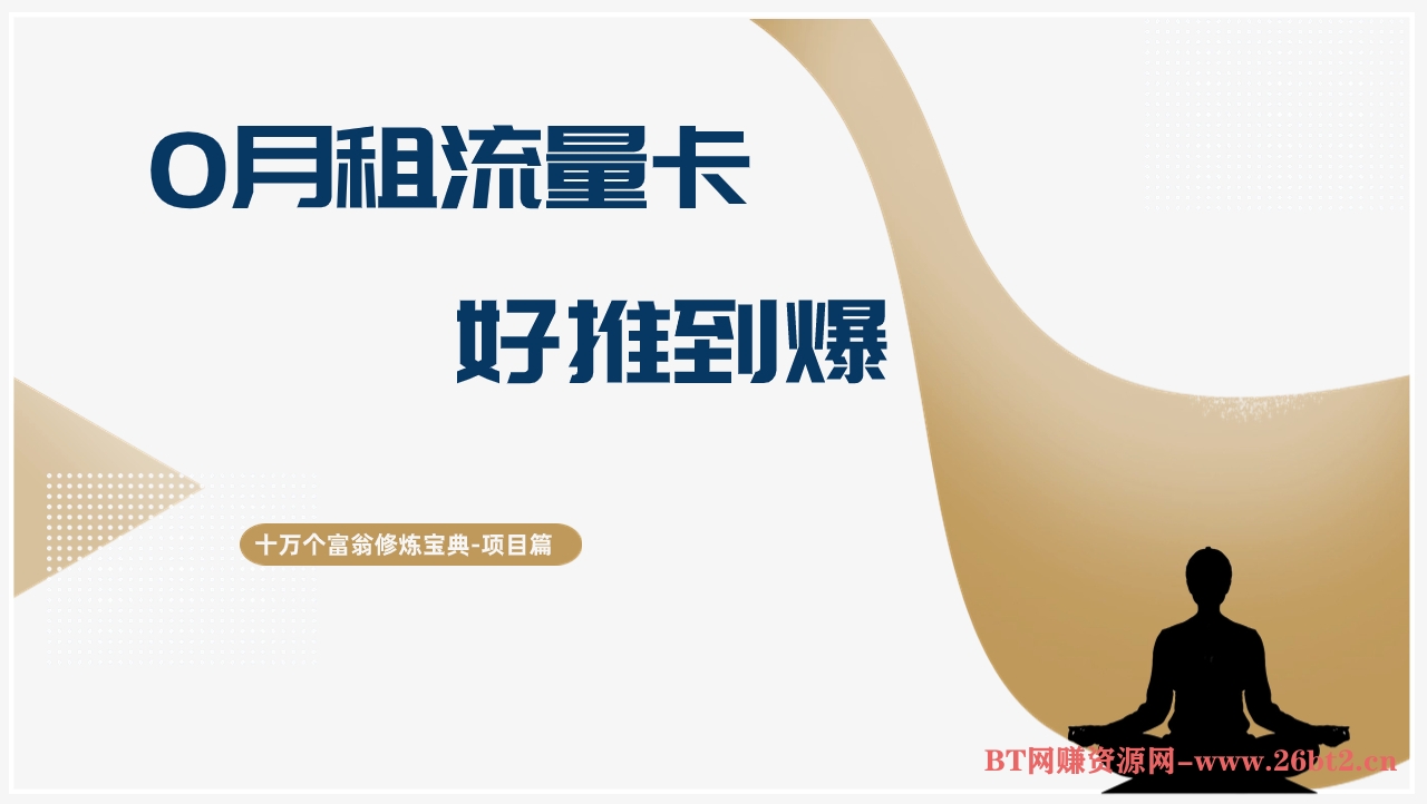 十万个富翁修炼宝典0月租流量卡,好推到爆,详细教程-布谷屋免费网赚资源网