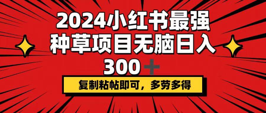 2024小红书最强种草项目,无脑日入300+,复制粘帖即可,多劳多得-布谷屋免费网赚资源网