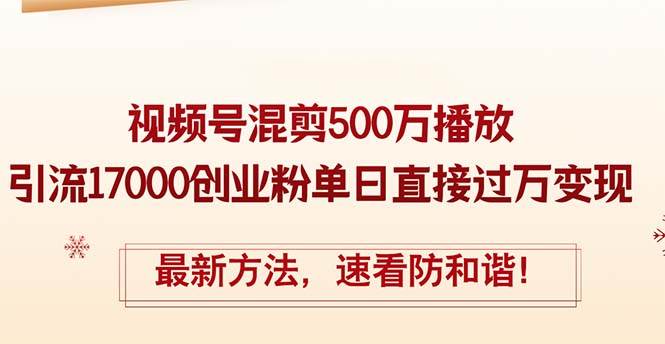 精华帖视频号混剪500万播放引流17000创业粉,单日直接过万变现,最新方...-布谷屋免费网赚资源网
