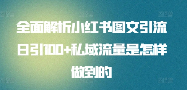 暴力引流 小红书图文引流日引100私域全面拆解【打粉人必看】-布谷屋免费网赚资源网
