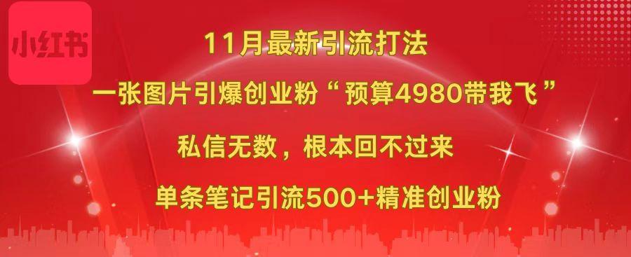 小红书11月最新图片打法，一张图片引爆创业粉“预算4980带我飞”，私信无数，根本回不过来，单条笔记引流500+精准创业粉-布谷屋免费网赚资源网