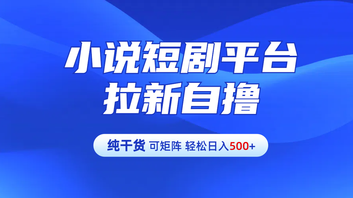 【纯干货】小说短剧平台拉新自撸玩法详解-单人轻松日入500+-布谷屋免费网赚资源网