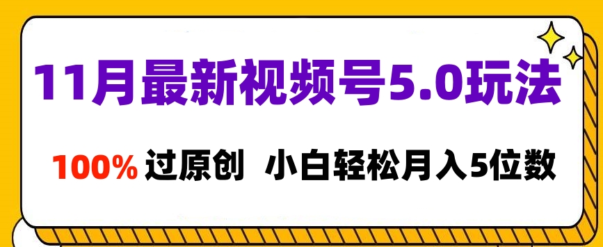 11月最新视频号5.0玩法，100%过原创，小白轻松月入5位数-布谷屋免费网赚资源网