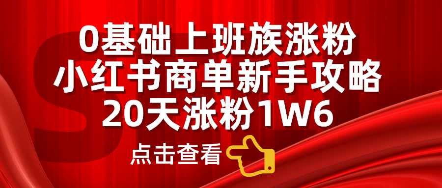 小红书商单新手攻略,20天涨粉1.6w,0基础上班族涨粉-布谷屋免费网赚资源网