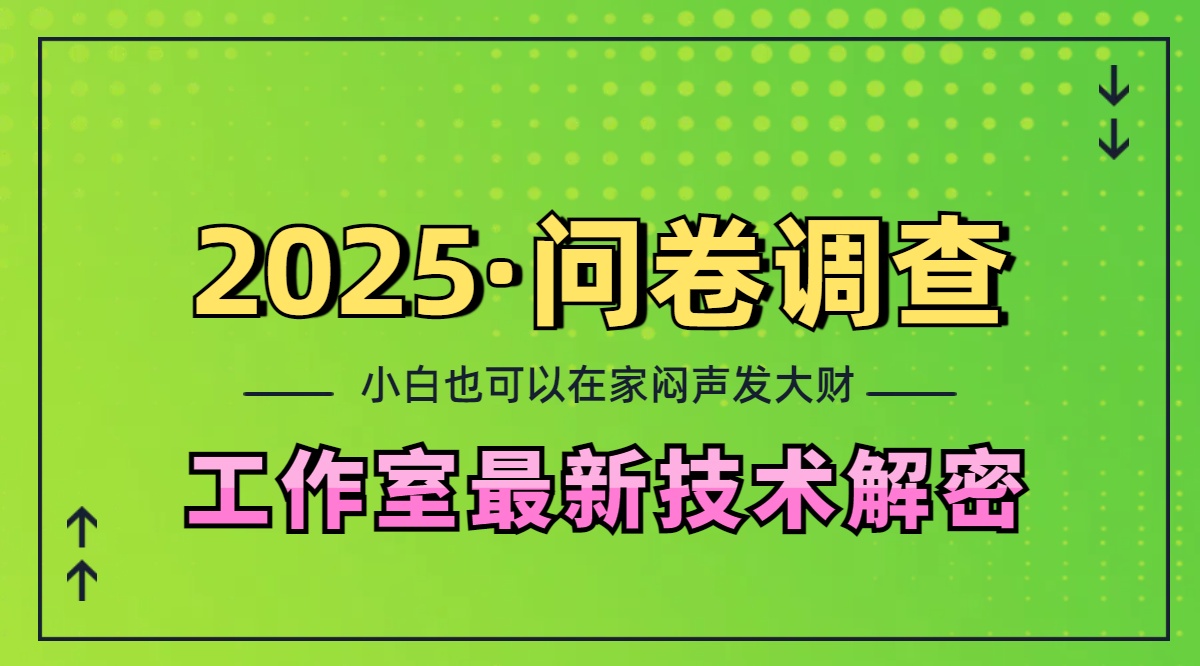 2025《问卷调查》最新工作室技术解密:一个人在家也可以闷声发大财,小白一天200+,可矩阵放大-布谷屋免费网赚资源网