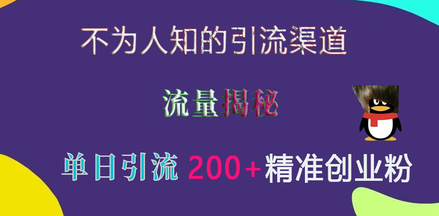 不为人知的引流渠道,流量揭秘,实测单日引流200+精准创业粉-布谷屋免费网赚资源网
