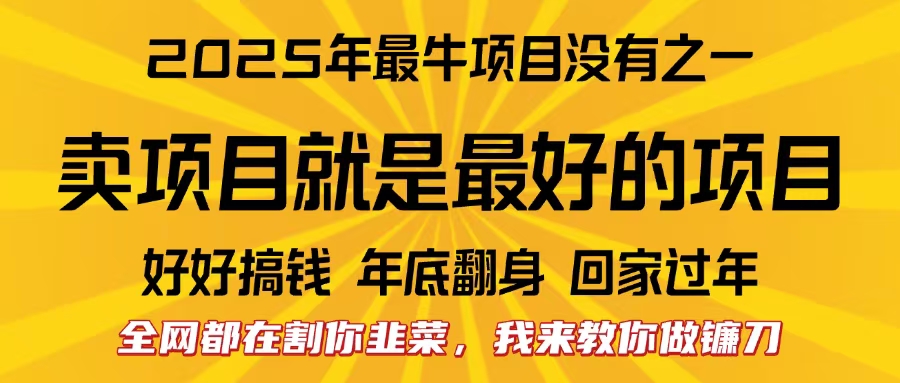 全网都在割你韭菜,我来教你做镰刀。卖项目就是最好的项目,2025年最牛互联网项目-布谷屋免费网赚资源网