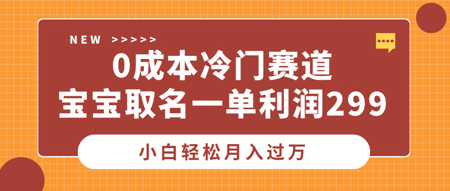 0成本冷门赛道，宝宝取名一单利润299，小白轻松月入过万-布谷屋免费网赚资源网