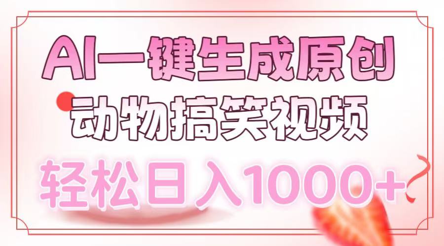 AI一键生成原创动物搞笑视频，轻松日入1000+-布谷屋免费网赚资源网