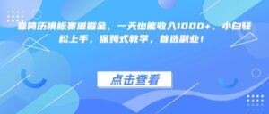 靠简历模板赛道掘金,一天也能收入1000+,小白轻松上手,保姆式教学,首选副业!-布谷屋免费网赚资源网