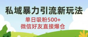 私域暴力引流新玩法!单日吸粉500+,微信好友直接爆仓-布谷屋免费网赚资源网