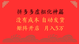 2025年最新暴力起店玩法,拼多多虚拟电商化神篇,月入5万+-布谷屋免费网赚资源网