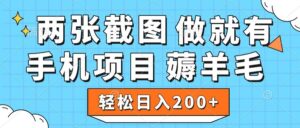 薅羊毛 手机项目 做就有 两张截图 轻松日入200+-布谷屋免费网赚资源网