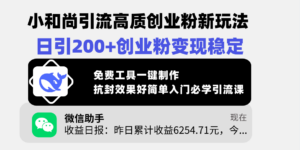小和尚引流高质创业粉新玩法,日引200+创业粉变现稳定,免费工具一键制作,抗封效果好简单入门必学引流课-布谷屋免费网赚资源网