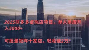 2025拼多多虚拟店项目,单人单店月入5000+ ,可批量矩阵十家店,轻松破2万!-布谷屋免费网赚资源网