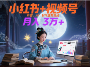 小红书+视频号+抖音,AI轻松制作唐朝贵妇IP,毒鸡汤、励志、减肥瘦身、养生赛道轻松切入,每天30分钟,轻松产出N条,月入3万+ -布谷屋免费网赚资源网