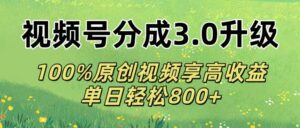 视频号分成3.0升级!100%原创视频享高收益，单日轻松800+-布谷屋免费网赚资源网